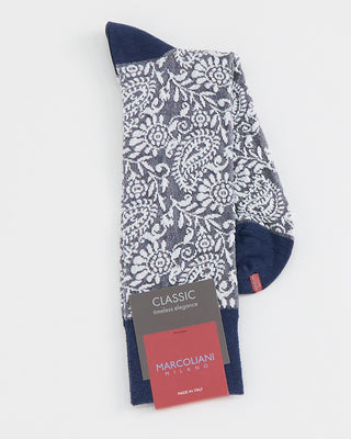 Marcoliani Floral Print Socks Navy  White 1