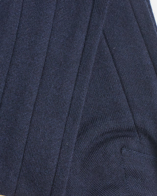 Marcoliani Light Cashmere Ribbed Dress Socks Navy 0 1