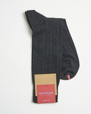 Marcoliani Light Cashmere Ribbed Dress Socks Charcoal 0