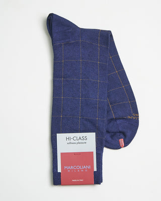 Marcoliani Mousse Of Modal Windowpane Socks Blueberry 0