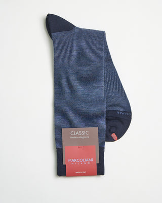 Marcoliani Extrafine Merino Striped Socks Navy 0