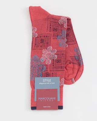 Marcoliani Medallion Print Socks Coral 1