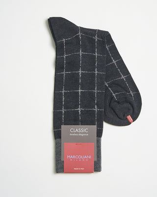 Marcoliani Pima Cotton Windowpane Socks Charcoal 0