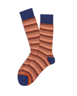 Marcoliani Pima Cotton Simple Stripe Socks Orange 1