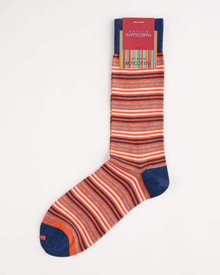 Marcoliani Pima Cotton Simple Stripe Socks Orange 5 896