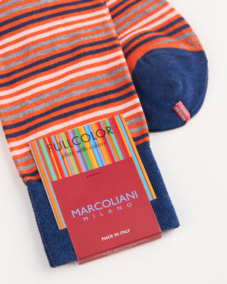 Marcoliani Pima Cotton Simple Stripe Socks Orange 898