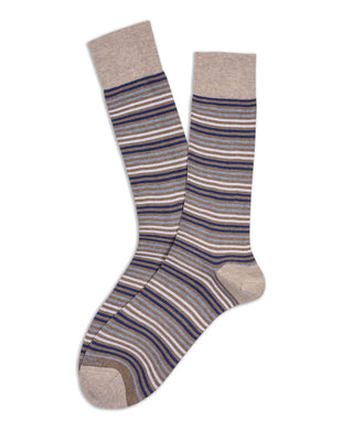 Marcoliani Pima Cotton Simple Stripe Socks Cuppuccino 1