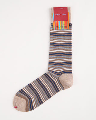 Marcoliani Pima Cotton Simple Stripe Socks Cuppuccino 4 951