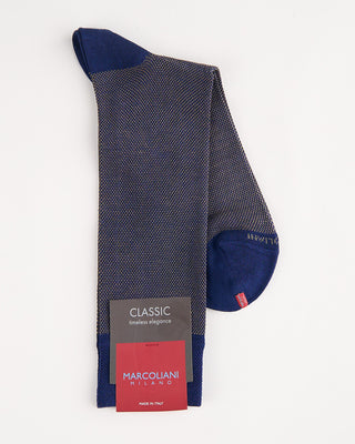 Marcoliani Pima Cotton Birdseye Socks Blue 3 967