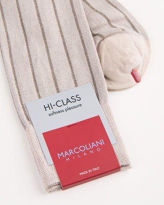 Marcoliani Fresh Of Modal Pinstripe Socks Beige 3 908