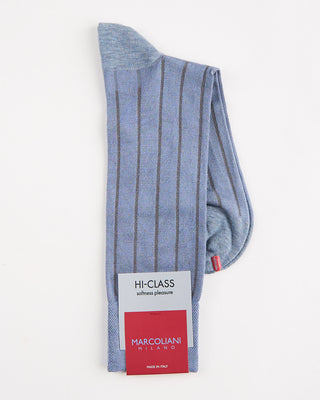 Marcoliani Fresh Of Modal Pinstripe Socks Silver Blue 3 873
