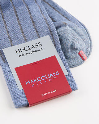Marcoliani Fresh Of Modal Pinstripe Socks Silver Blue 4 872