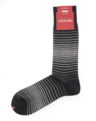Marcoliani Pima Cotton Shaded Stripes Charcoal 7838