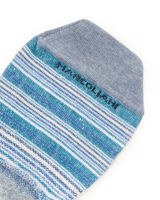 Marcoliani Invisible Touch T Shirt Stripe Petrol Green 2 7991