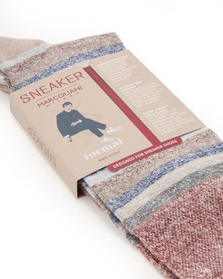 Marcoliani Linen  Cotton Rainbow Stripe Brown Mix 7788