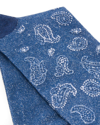 Marcoliani Linen  Cotton Paisley Denim Blue 7881