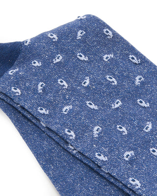 Marcoliani Linen  Cotton Paisley Tie Denim Blue 7874