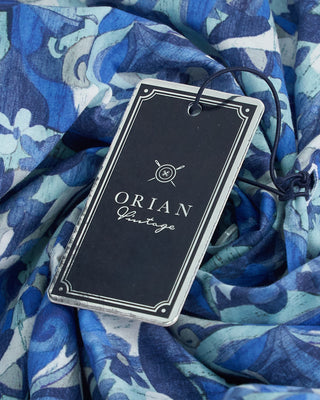 Orian Impressionist Abstract Pattern Cotton Slim Fit Shirt Blue 1 5