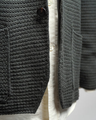 Ferrante Crocheted Midweight Sweater Jacket Green  4