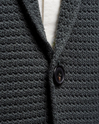 Ferrante Crocheted Midweight Sweater Jacket Green  6