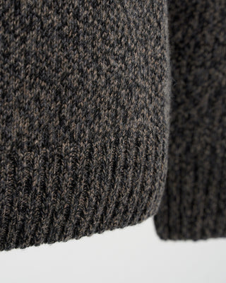 Ferrante Black  Taupe Melange 4 Button Mock Sweater Black  Brown  3