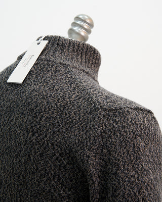 Ferrante Black  Taupe Melange 4 Button Mock Sweater Black  Brown  5