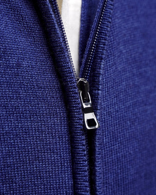 Ferrante Blue 7 Gauge Full Zip Frosted Garment Dyed Wool Sweater Blue  4