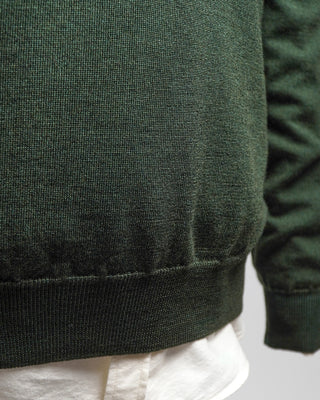 Ferrante Hunter Green 12 Gauge Quarter Zip Frosted Garment Dyed Wool Sweater Hunter  3