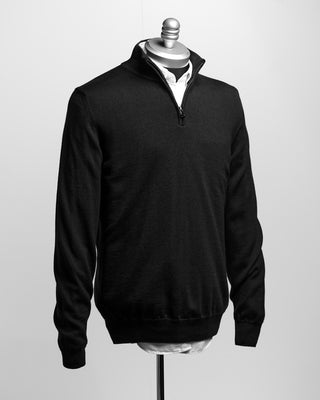 Ferrante Black 12 Gauge Quarter Zip Sweater Black 