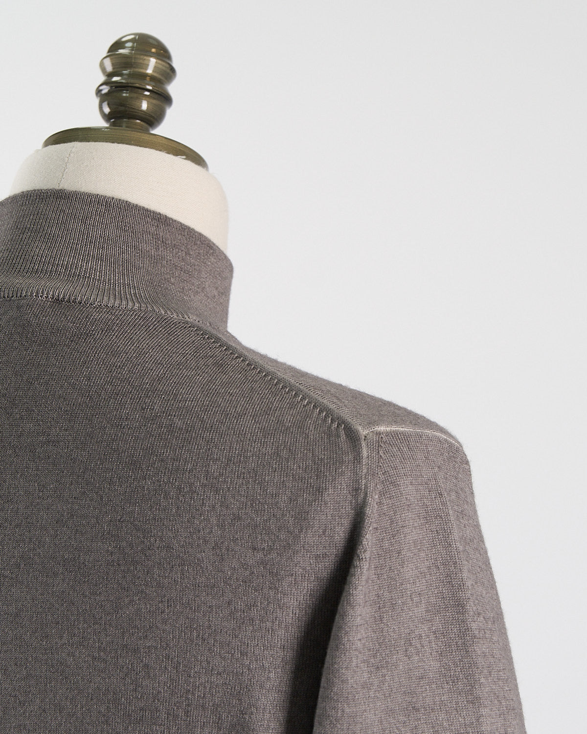 Ferrante Taupe 12 Gauge Quarter Zip Frosted Garment Dyed Wool Sweater blazerformen 54EU Taupe