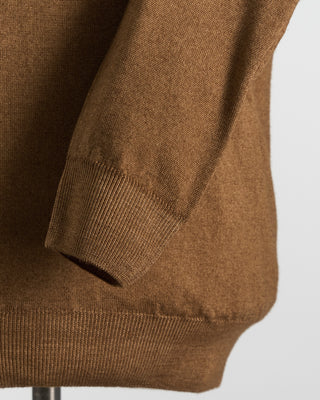 Ferrante Cognac 12 Gauge Quarter Zip Frosted Garment Dyed Wool Sweater Cognac 85