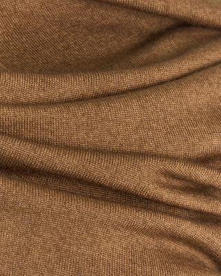 Ferrante Cognac 12 Gauge Quarter Zip Frosted Garment Dyed Wool Sweater Cognac 86