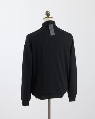 Ferrante Black 12 Gauge Quarter Zip Wool Sweater Black 95