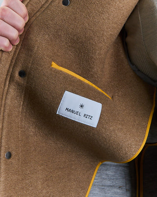 Camel Bonded Nylon Wool Jersey Heavy Duffel Coat