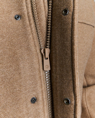 Camel Bonded Nylon Wool Jersey Heavy Duffel Coat