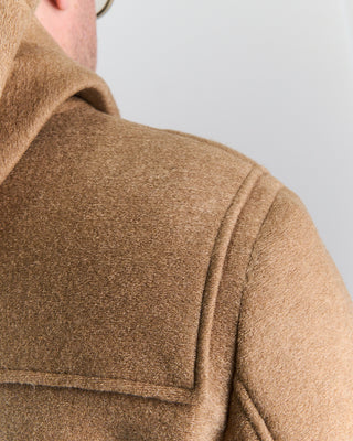 Camel Bonded Nylon Wool Jersey Heavy Duffel Coat