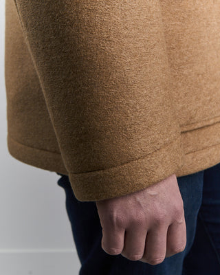 Camel Bonded Nylon Wool Jersey Heavy Duffel Coat