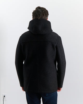 Charcoal Bonded Nylon Wool Jersey Heavy Duffel Coat