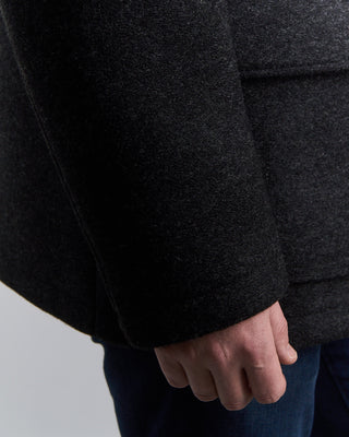 Charcoal Bonded Nylon Wool Jersey Heavy Duffel Coat