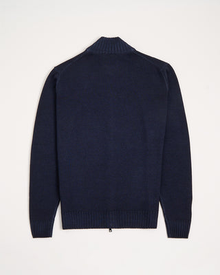 Ferrante Garment Dyed Merino Wool 7 Gauge Full Zip Cardigan Navy 11 2988