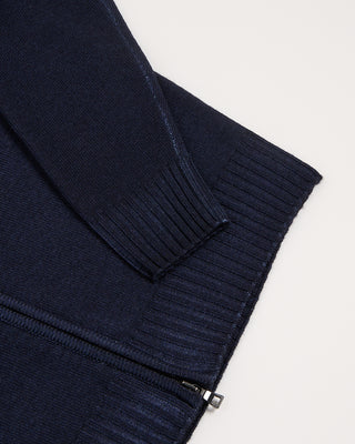 Ferrante Garment Dyed Merino Wool 7 Gauge Full Zip Cardigan Navy 1 2979