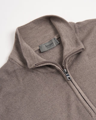 Ferrante Oatmeal 12 Gauge Quarter Zip Frosted Garment Dyed Wool Sweater Oatmeal 2 3186