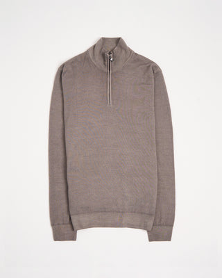 Ferrante Oatmeal 12 Gauge Quarter Zip Frosted Garment Dyed Wool Sweater Oatmeal 8 3183