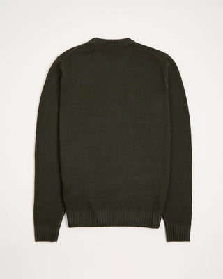 Ferrante Moss Green 7 Gauge Frosted Garment Dyed Wool Crewneck Moss 3 3142