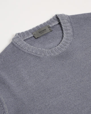 Ferrante Grey 7 Gauge Frosted Garment Dyed Wool Crewneck Grey 2963