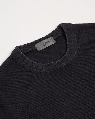Ferrante Charcoal 7 Gauge Frosted Garment Dyed Wool Crewneck Charcoal 2959