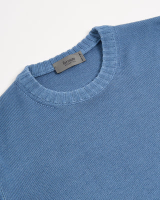 Ferrante Light Blue 7 Gauge Frosted Garment Dyed Wool Crewneck Light Blue 1 3151