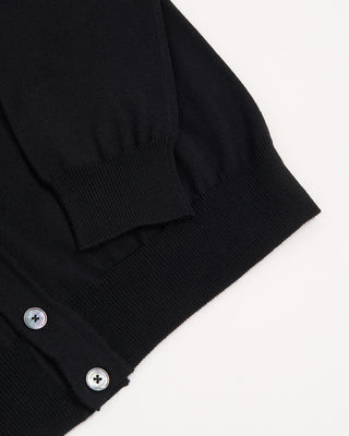 Ferrante Black Extrafine Merino Wool 12 Gauge Button Cardigan Black 1 3156