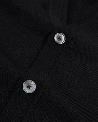 Ferrante Black Extrafine Merino Wool 12 Gauge Button Cardigan Black 3 3157
