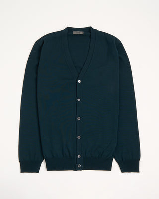 Ferrante Emerald Extrafine Merino Wool 12 Gauge Button Cardigan Emerald 12 3036